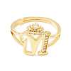 Clear Cubic Zirconia Initial Letter with Crown Adjustable Ring RJEW-M139-17M-2