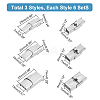 18Pcs 3 Styles Smooth Surface 201 Stainless Steel Watch Band Clasps STAS-UN0051-84-3