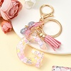 Resin & Acrylic & Faux Suede Tassel Keychain KEYC-YW00124-07-1
