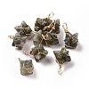 Natural Labradorite Copper Wire Wrapped Pendants G-B041-02G-18-1