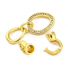 Brass Micro Pave Clear Cubic Zirconia Fold Over Clasps KK-U059-24G-2