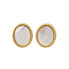 304 Stainless Steel Natural White Shell Stud Earrings EJEW-Z103-02G-02-3