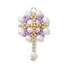 Glass Seed Beaded Flower Pendants PALLOY-MZ00827-03-1