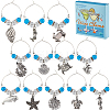 Beach Ocean Theme Alloy Wine Glass Charms AJEW-SC0002-41-1
