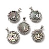 Brass with Natural Shell Carved Pendants KK-Z091-04P-01-1