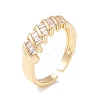 Cubic Zirconia Striped Cuff Ring RJEW-P026-04G-1