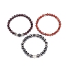 3Pcs 3 Style Natural & Synthetic Mixed Stone Round Beaded Stretch Bracelets Set BJEW-JB08586-7