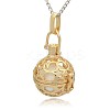 Golden Tone Brass Hollow Round Cage Pendants KK-J226-02G-2