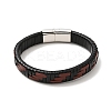Leather Braided Rectangle Cord Bracelet with 304 Stainless Steel Magnetic Clasps for Men Women BJEW-C021-03-3