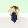 F136 Titanium Pave Clear and Blue Cubic Zirconia Horse Eye Internally Threaded Labrets ME-CBA9828-02G-1