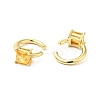 Cubic Zirconia Square Open Cuff Earrings EJEW-G312-16G-02-2