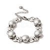 Non-Tarnish 304 Stainless Steel Flat Round Link Chain Bracelet BJEW-Q776-02A-02-1