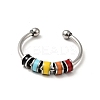 Enamel Disc Rotating Beaded Open Cuff Ring LS-RJEW-C032-01B-P-1
