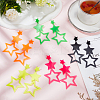 5 Pairs 5 Colors Hollow Star Acrylic Dangle Stud Earrings for Woman EJEW-AN0004-10-7