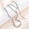 Brass Pave Clear Cubic Zirconia Bowknot and Hollow Moon Link Chain Necklaces NJEW-D348-02P-1
