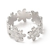 Non-Tarnish 304 Stainless Steel Sunflower Open Cuff Ring for Women RJEW-E063-08P-3