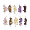 10Pcs 5 Styles Constellation Natural Garnet & Rose Quartz & Tiger Eye & Amethyst & Strawberry Quartz Copper Wire Wrapped Chip Beaded Connector Charms PALLOY-JF02905-11-1