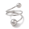 Non-Tarnish 304 Stainless Steel Wire Wrap Spiral Cuff Rings for Women RJEW-G315-08A-P-2