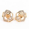 Brass Micro Pave Clear Cubic Zirconia Stud Earring Findings KK-S356-239-NF-1
