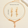 Vintage Brass Round Beaded Tassel Necklace & Earrings for Women VG0776-5