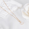 1Pc Zinc Alloy White Enamel Round with Letter Pendant Necklaces NJEW-LP0002-88G-X-3