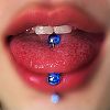 304 Stainless Steel with Acrylic Round Ball Straight Barbell Tongue Rings FS-WG99CB2-09-1