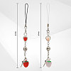 Globleland 2Pcs 2 Colors Strawberry Handmade Lampwork Mobile Straps HJEW-GL0001-13-2