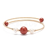 Natural Gemstone & Pearl Round Beaded Bangle BJEW-JB08464-4