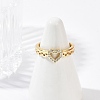 Heart Brass Micro Pave Clear Cubic Zirconia Open Cuff Rings for Women RJEW-G343-01G-2