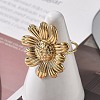 Flower 304 Stainless Steel Open Cuff Ring for Women RJEW-M049-04G-4