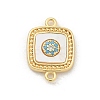 Brass Micro Pave Clear Cubic Zirconia Connector Charms KK-M303-04G-03-1