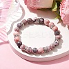 8.5mm Round Natural Pink Zebra Jasper Beaded Stretch Bracelets BJEW-JB10256-03-2