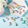 22Pcs 11 Colors Painted Glass Beads Enamel Beads BLOW-TA0001-09-6