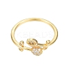 Clear Cubic Zirconia Tulip Flower Open Cuff Ring RJEW-N030-18-1