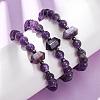Natural Amethyst Beaded Stretch Bracelet for Women BJEW-A145-01F-1