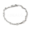 Brass Micro Pave Clear Cubic Zirconia Heart & Twist Link Chain Bracelets for Women BJEW-G764-06P-4