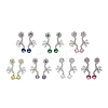 Brass Pave Cubic Zirconia Flower Stud Earrings for Women EJEW-I304-23P-1