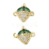 Brass Pave Green & Clear Cubic Zirconia Fruit Connector Charms KK-Z109-01G-03-1