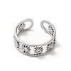 Non-Tarnish 304 Stainless Steel Flower Open Cuff Ring Finding STAS-K253-03P-1