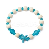 Synthetic Turquoise & Wood & Glass Beaded Stretch Bracelets for Boys Girls BJEW-JB11125-02-1