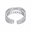 Non-Tarnish 304 Stainless Steel Criss Cross Open Cuff Ring RJEW-T023-43P-2