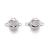 Brass Micro Pave Clear Cubic Zirconia Box Clasps KK-Q074-08P-1