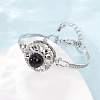 Rotating Sun Natural Obsidian Link Bracelets GG-CBA0251-11P-10-2