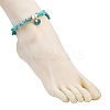 3Pcs 3 Styles Zinc Alloy Enamel Shell Shape Charm Round Shell Pearl & Dyed Synthetic Turquoise Starfish & Magnesite & Opalite & Natural Rose Quartz Chip Beaded Anklets AJEW-AN00735-4