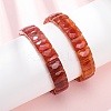 Dyed & Heated Natural Carnelian Faceted Beaded Stretch Bracelets for Women BJEW-K251-08C-1