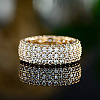 Brass Micro Pave Clear Cubic Zirconia Finger Rings for Women FS-WG796B2-06-2