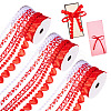 3 Rolls 5 Styles Valentine's Day Polyester Lace Ribbons OCOR-TA0002-19-1