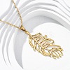 304 Stainless Steel Leaf Pendant Necklaces NJEW-H059-29A-G-1
