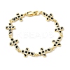 Brass Enamel Micro Pave Clear Cubic Zirconia Cross Link Chain Bracelets for Women BJEW-G764-02G-4