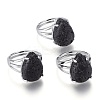 Adjustable Natural Lava Rock Finger Rings RJEW-F107-A10-1